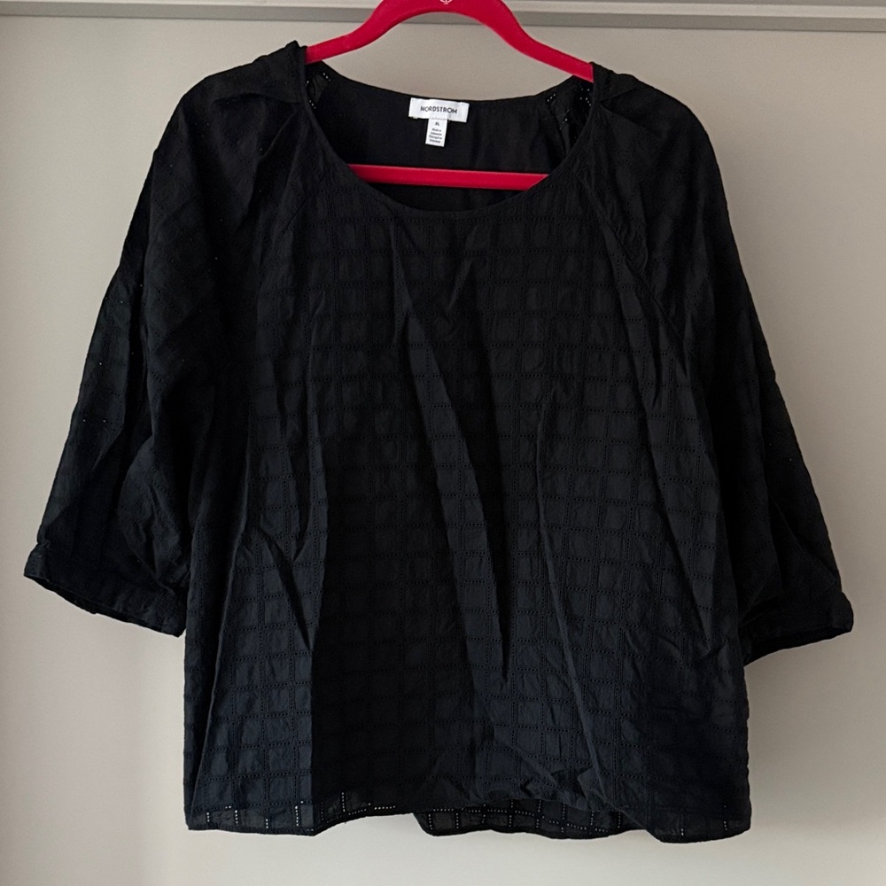 NORDSTROM Black Textured Blouse